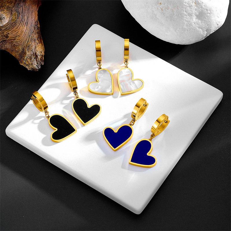 Women'S Gender 1 Pair Retro Simple Style Streetwear Heart Shape Titanium Steel Plating Drop Earrings