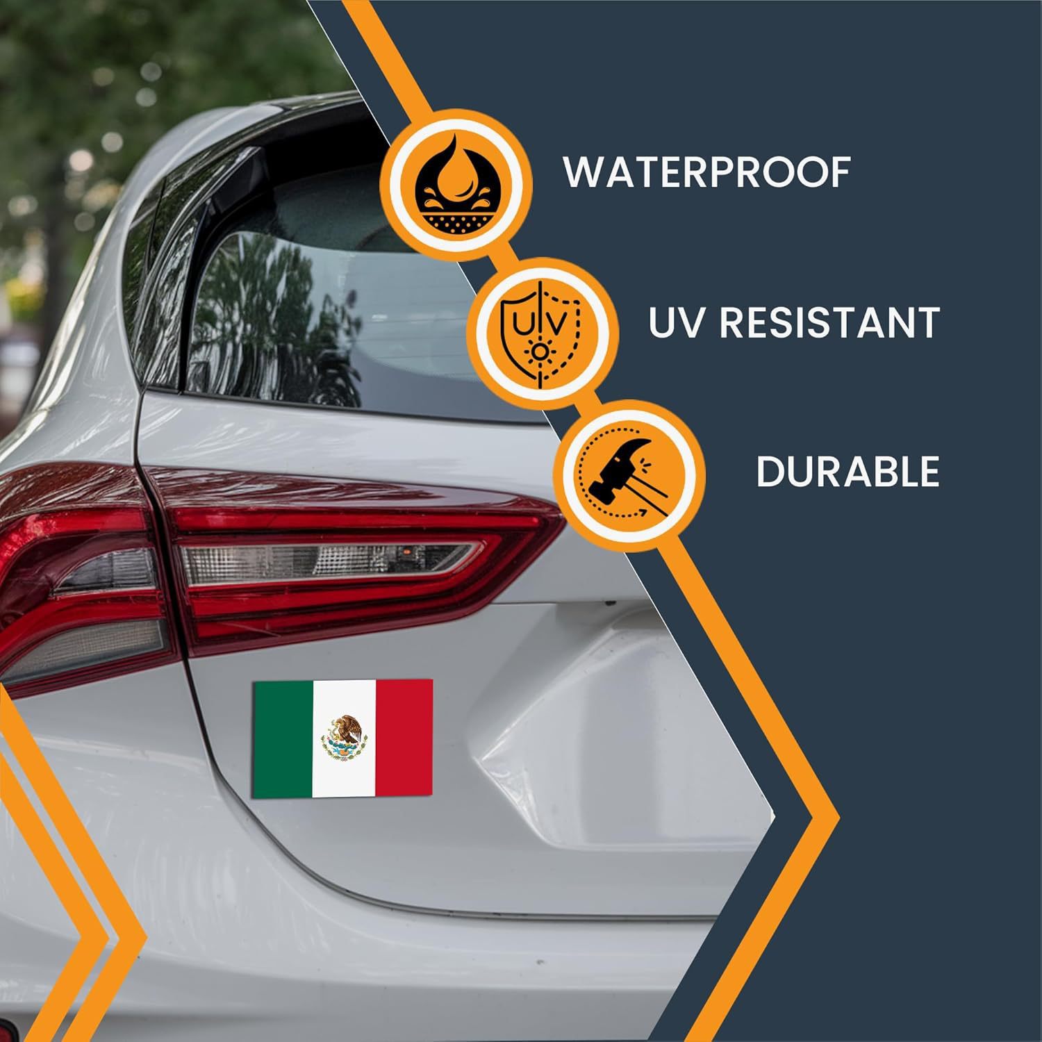 Impresión personalizada Amazon bandera mexicana pegatinas magnéticas de automóviles 3x5 pulgadas UV vinilo impreso