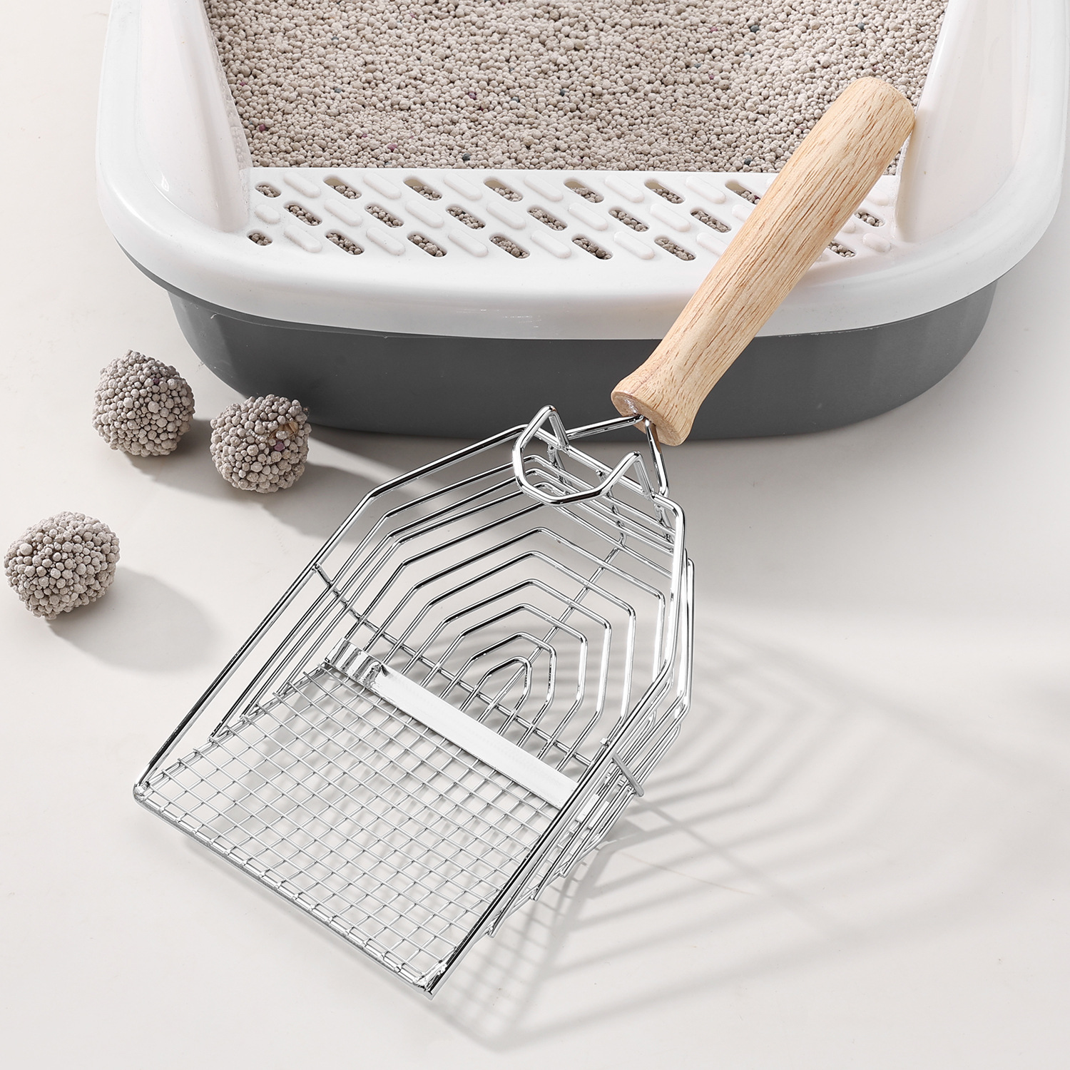 Sixth Generation Stainless Steel Coarse And Fine Two-in-One Large Small Hole Soil Rutin Chicken Box Cat Litter Scoop_voghion.com