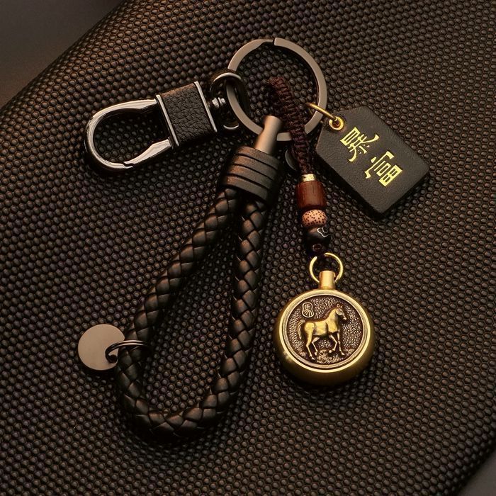 カップルの車のキーホルダー黄銅十二生肖のキーホルダーの手作りのペンダントの復古的なアイデアはお金のハンドルを回します。|undefined
