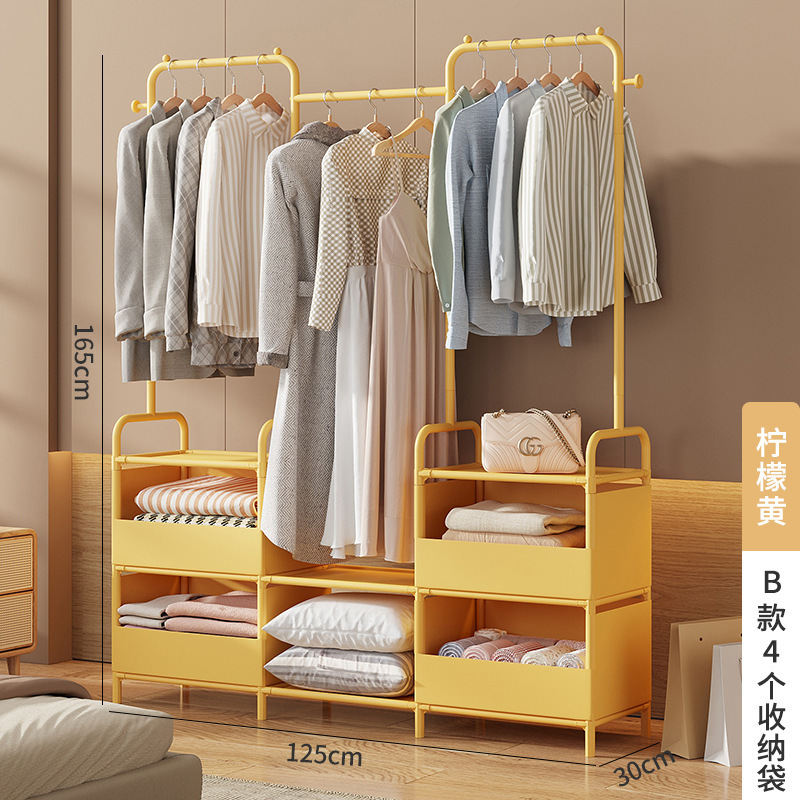 金属製簡易家庭用寝室鉄製フレーム、厚め、賃貸住宅用収納ハンガーラック、頑丈で耐久性があり、シンプルでモダン|undefined