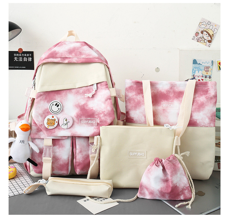 Fashion Tie-dye Large Capacity Canvas Bag Five-piece Set Wholesale Nihaojewelry display picture 23