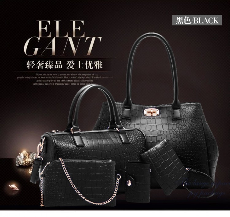 The first generation of the classic cross-border women's bag, the crocodile pattern mother-and-child bag five-piece set, single-shoulder crossbody handbag for Spring 2024 is now available undefined
