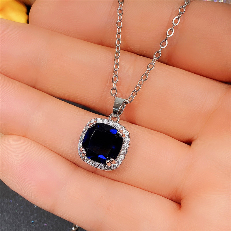 Zircon Inlay Material Luxurious Square Copper Inlay Zircon Rings Earrings Necklace