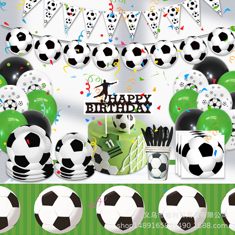 Cross-Border Black and White Football Party Supplies Birthday Decoration Sports Theme Layout Party Tableware Tissue Paper Plate Paper Cup Cross-Border Black and White Football Party Supplies Birthday Decoration Sports Theme Layout Party Tableware Tissue Paper Plate Paper Cup