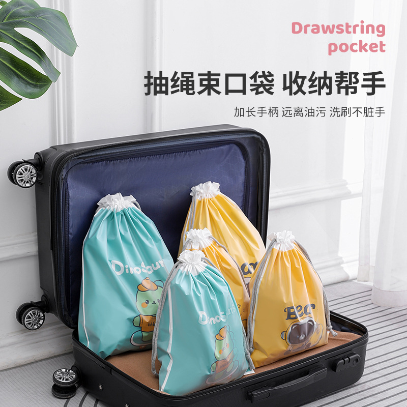 Bolsa de cordón CPEVA de dibujos animados de doble capa bolsa de cordón engrosada bolsa de embalaje de juguete bolsa de almacenamiento de ropa bolsa esmerilada