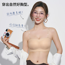 防滑抹胸四排三扣吊带内衣小胸聚拢不空杯美背上托防下垂无痕胸罩