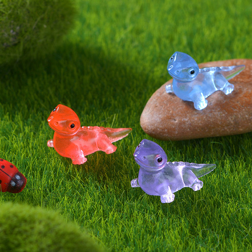 Cross-border cute luminous cute little lizard micro-landscape gardening small decoration cartoon DIY materials resin handicrafts