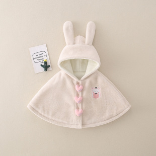 Baby Cloak Autumn and Winter Outfit Children's Windproof Cloak Girls' fleece-lined Quilted Winter Baby Girl Princess Windshield