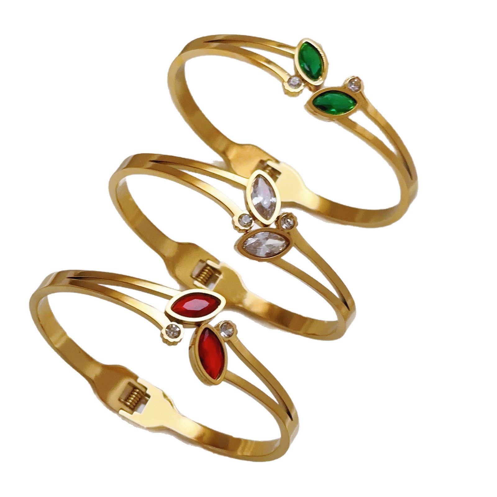 Brazaletes de diamantes de lujo retro de estilo europeo y americano de moda de lujo ligero de acero inoxidable de oro de alta calidad joyería nueva pulsera