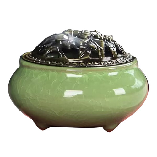 Ice crack kiln turned ceramic wholesale incense burner home indoor sandalwood burner ornaments creative coil incense line incense incense burner