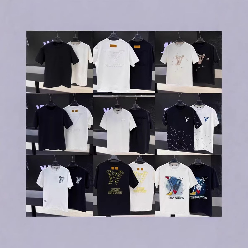 Cross-Border Authentic Version·High-Quality·Luxury Trendy Heavy-Duty Embroidery and Rhinestone Embellishments·High-Weight Fabric·Short-Sleeve T-Shirt·Unisex Style