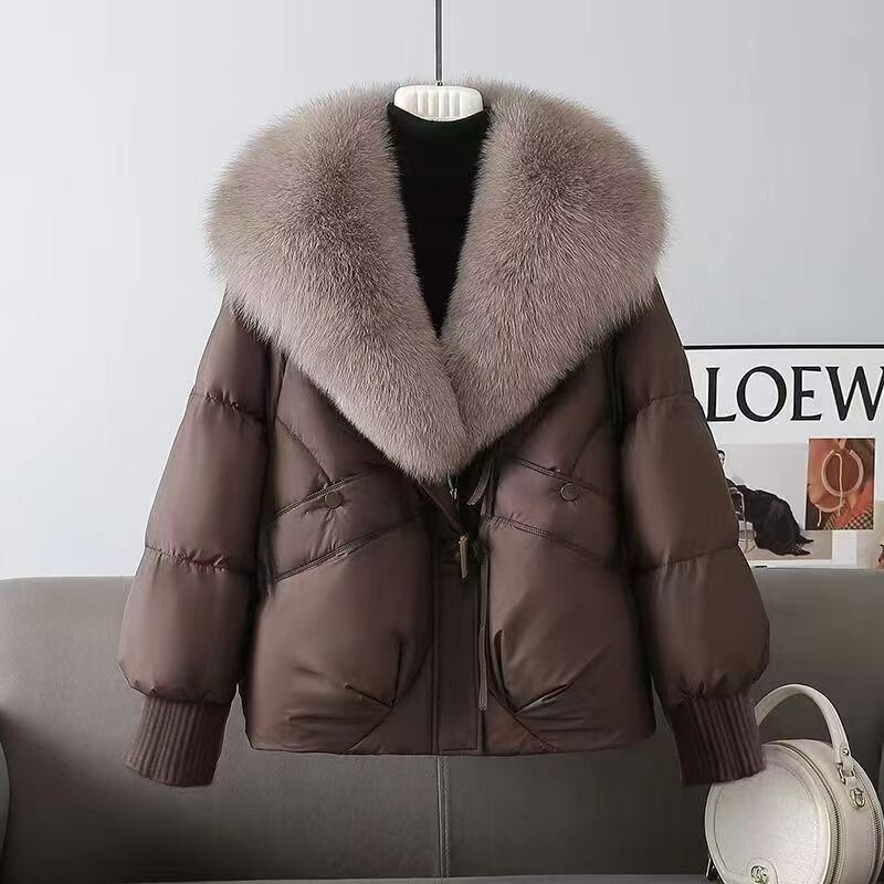 2026 New Short down Cotton Coat with Large Fur Collar for Women, Original Korean Style Winter Warm Jacket