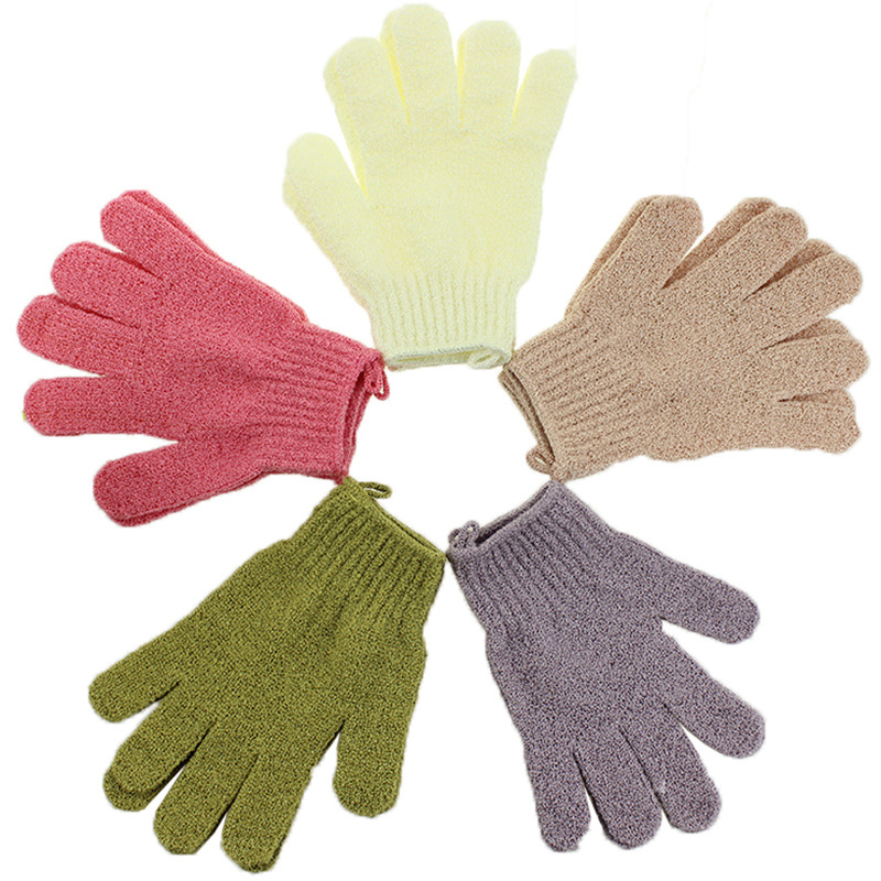 Perezoso cinco dedos guantes de baño espalda frotar Toalla de baño gris exfoliante Exfoliante Piel muerta de doble cara disponible 2 pack