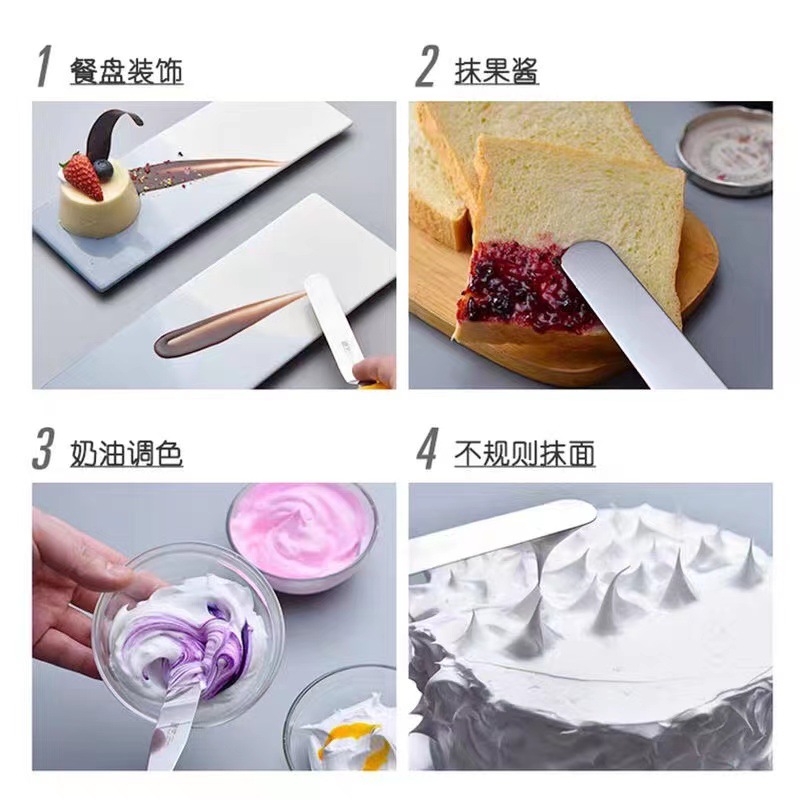 6 pulgadas 8 pulgadas beso recto de 10 pulgadas Qu beso espátula de acero inoxidable pastel de crema agitación raspador para hornear herramienta de desmoldeo de decoración