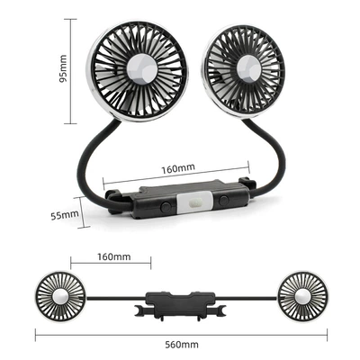 Car Fan for Seat, Plug-In Rear Car Fan, Strong Wind Car Electric Fan, Ventilation and Cooling Fan (Digər kiçik elektrik cihazlar) - upgraded-double-head-hose-fan