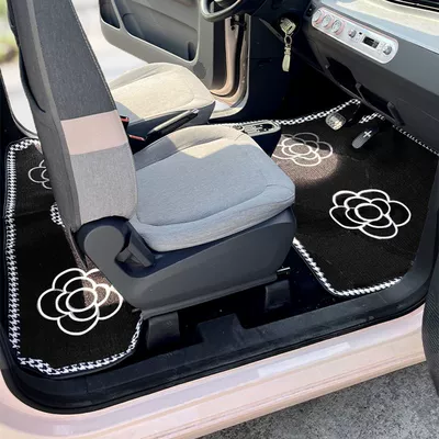 For Wuling Hongguang MINI Foot Mat Xuenis Generation II Macaron Generation III Xuenis Panda Mini Mat (Ayaqaltılar (Kovriklər)) - wuling-third-generation-macaron-houndstooth-camellia-floor-mats-front-rear-1-set