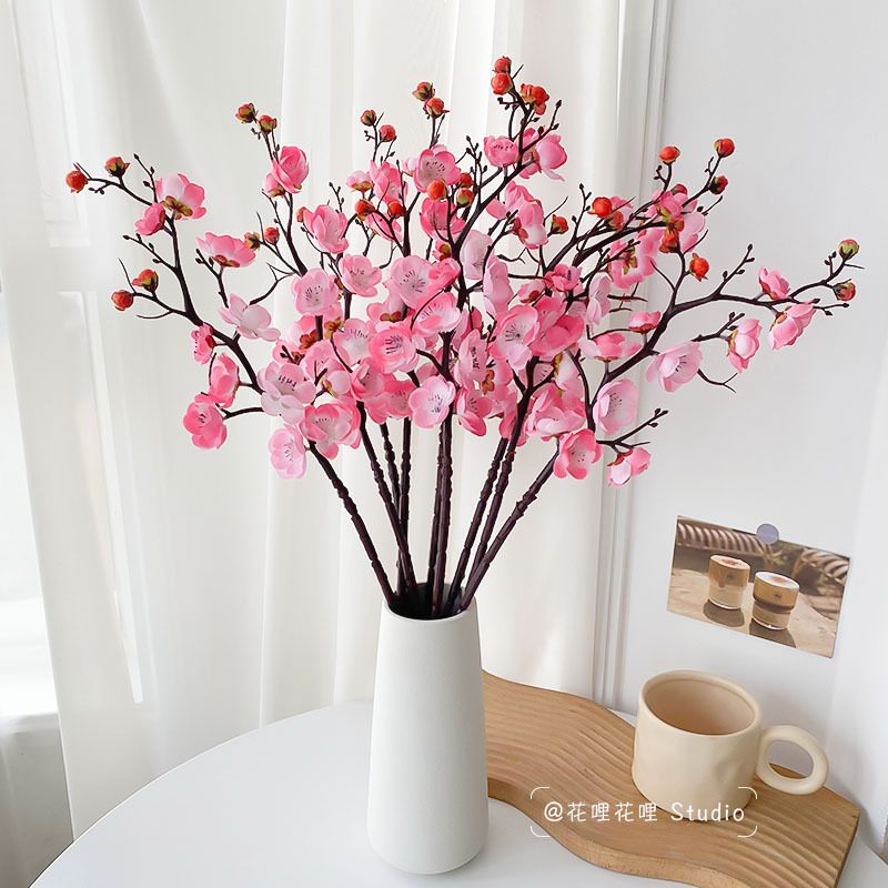 Cherry Blossom Branch Artificial Flower Living Room Winter Plum Decor Flower Arrangement Desktop Artificial Bouquet Indoor Ornament Dance Photography Prop