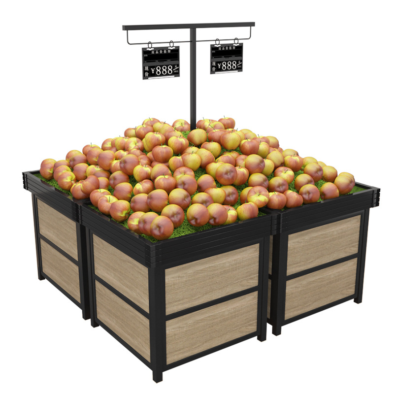 商场木质散装水果展示架水果堆头架水果货架