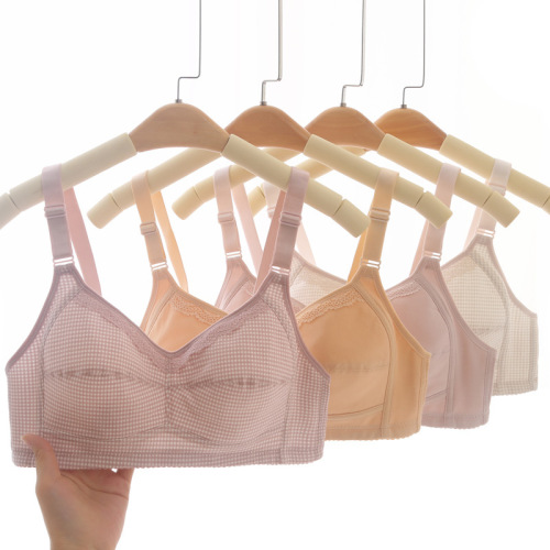 New lace nursing thin mold cup cotton middle-aged and elderly underwear vest without wire back buckle bra wholesale