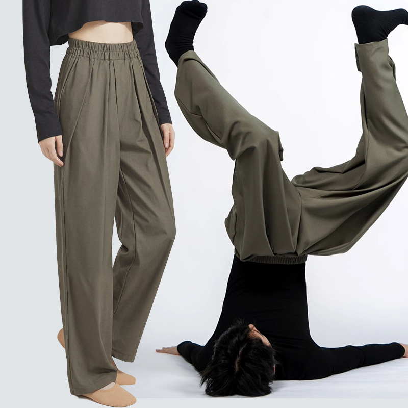 现代舞蹈练功裤直筒宽松显瘦舞蹈裤阔腿裤男女同款长裤高腰训练裤