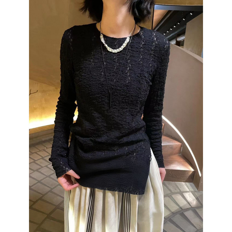 2025 New Designer-Style Knit Lace Base Fashion Versatile Top for Women, Suitable for All Seasons