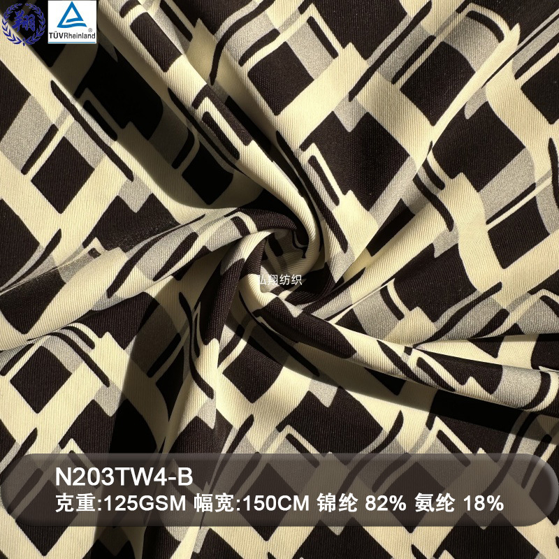 125GSM锦氨网版印花N203TW4-B 82%锦纶18%氨纶适用于裙子泳衣