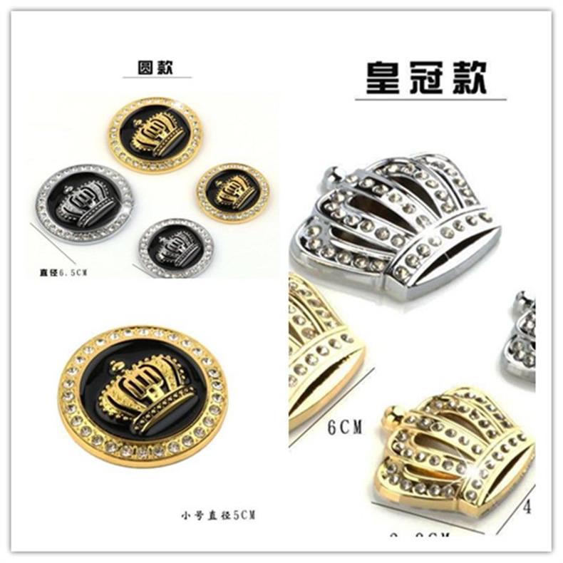 Car sticker modification with metal diamond crown emblem, 3D three-dimensional personalized car body decoration, side emblem and rear sticker