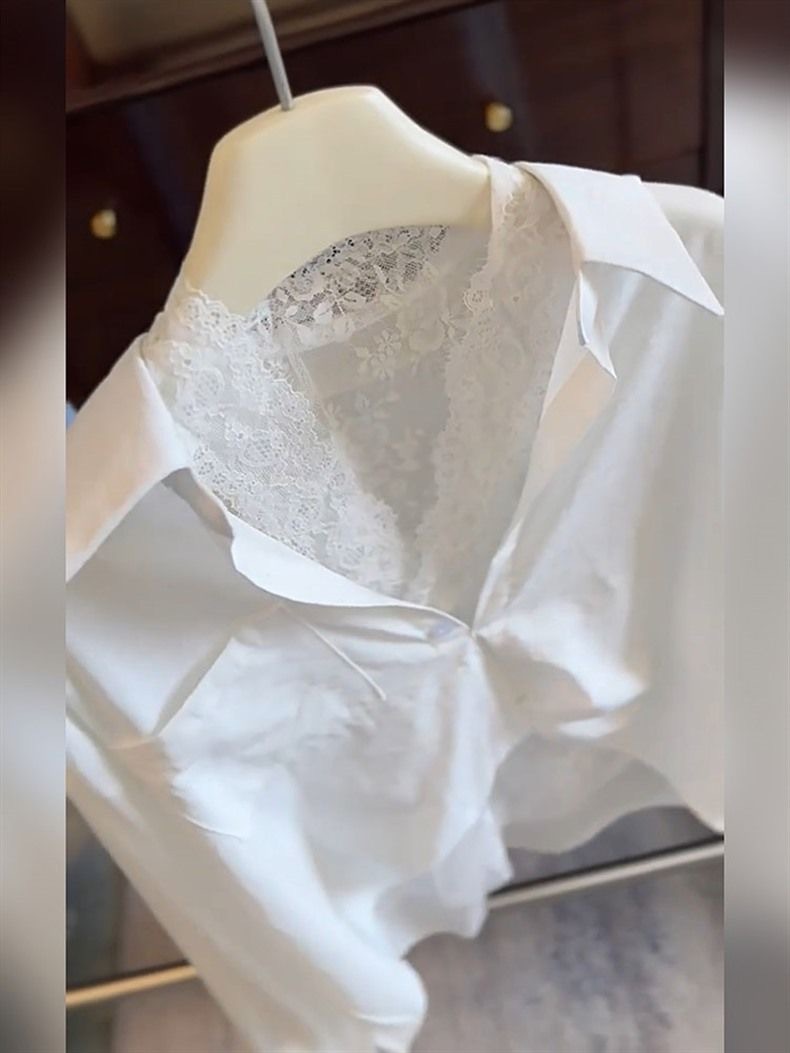 Weiße Bluse Mit Spitzenbesatz Für Damen Elegante Shirt-optik_voghion.com