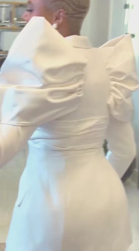 Saco de Traje con Mangas Jamón de Poliéster Manga Larga Cuello en V