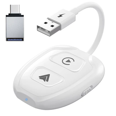 Simsiz CarPlay və Android Auto car wired to wireless - two-in-one-white-oval-appearance