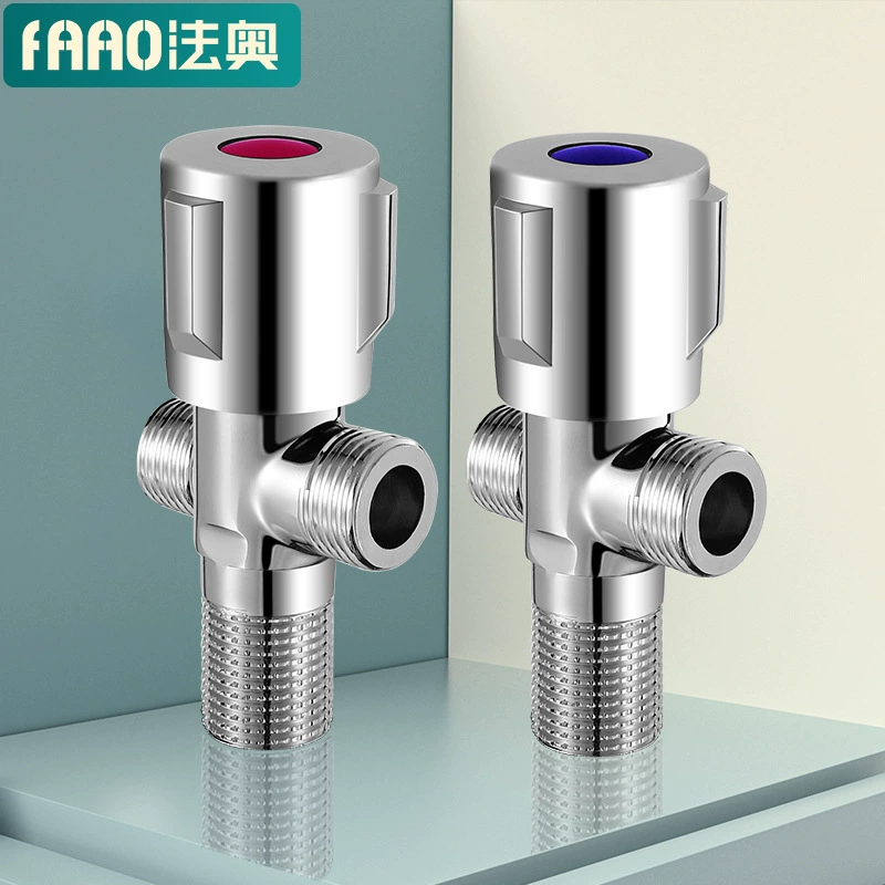 Faao Bathroom Brass Thickened One Inlet Two Outlet Angle Valve Water Heater Toilet General Standard 4-Port Triangle Valve