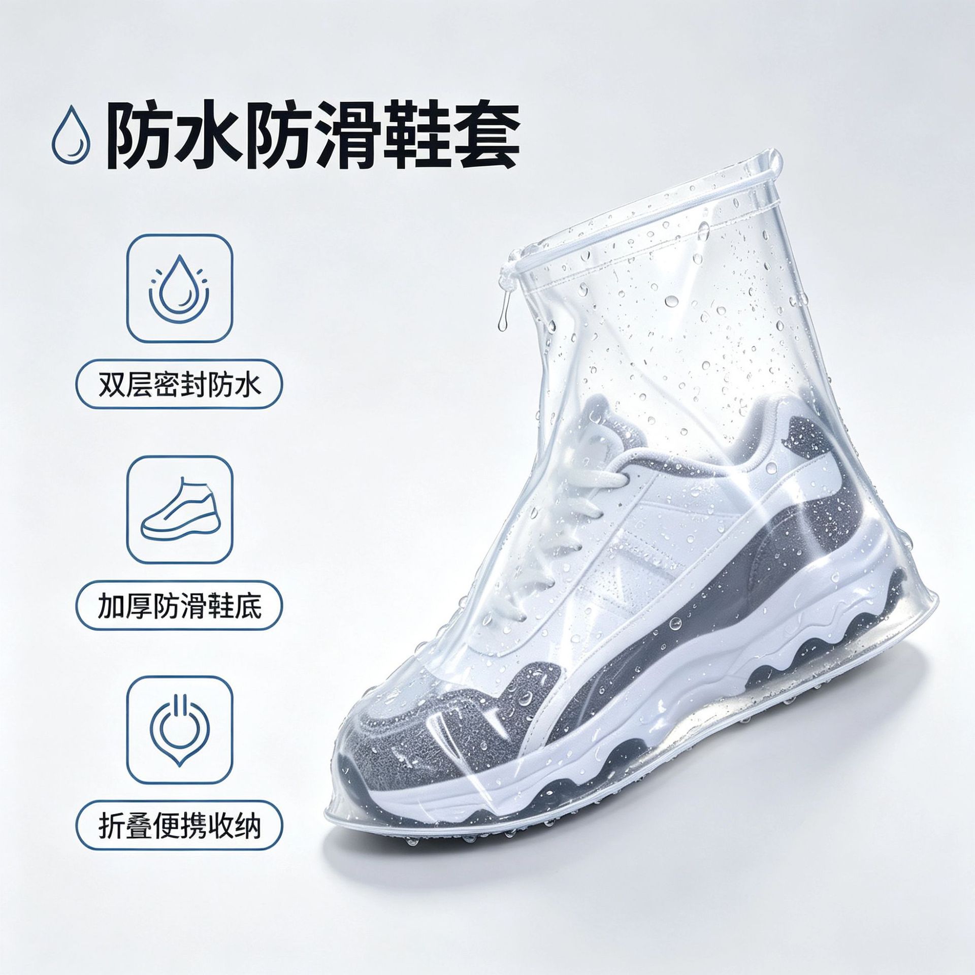 Thickened Mid-Tube Waterproof Shoe Covers, Wear-Resistant, Washable, Non-Slip Rain Shoe Covers for Men and Women, Suitable for Wearing in Rainy Days to Prevent Wet Feet