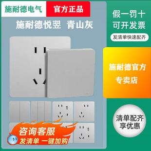 Schneider Switch Yueyi Qingshan Grey Household Switch Socket Five-hole Hidden USB One-open Five-hole Air Conditioning Socket