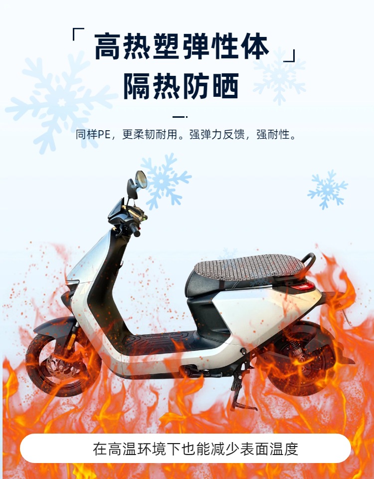 Electric Vehicle Ventilated Seat Cushion 4D Hollow-Out Motorcycle Seat Cushion Breathable Heat-Insulating Rainproof Long-Sitting Non-Wetting Summer Cushion