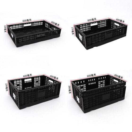Spot Black Plastic Folding Basket Flapping Fruit Fresh Vegetables Folding Basket Black Plastic Basket Turnover Frame
