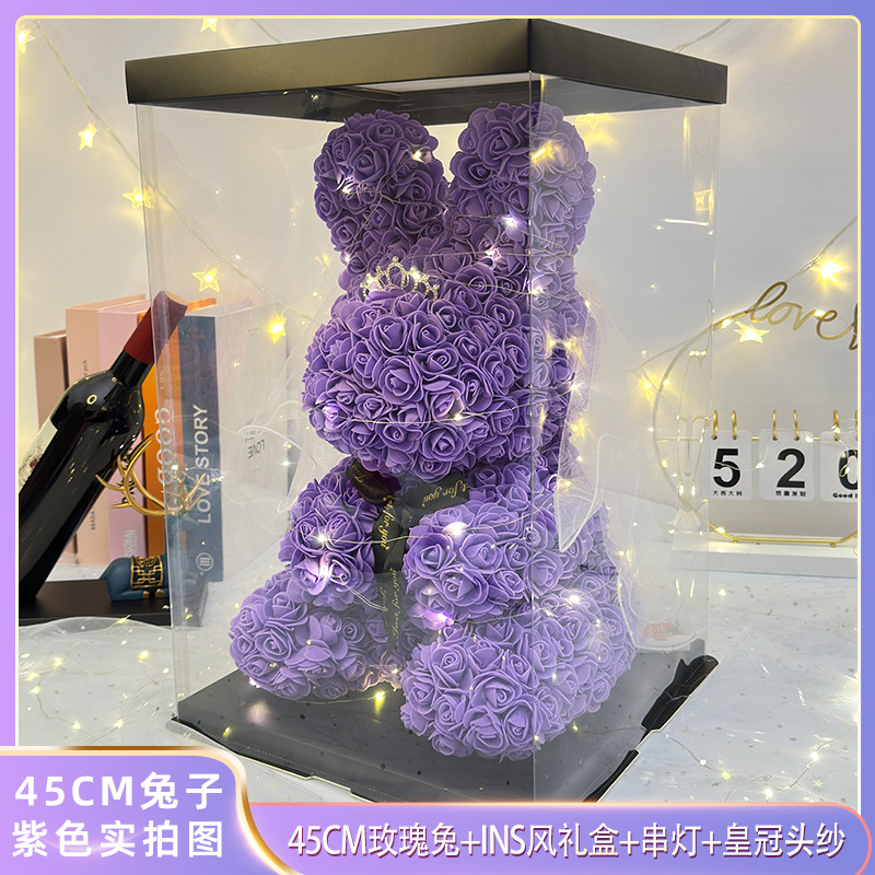 Flor eterna Rose Rabbit 520 Día de San Valentín Regalo de la madre Regalo de cumpleaños para novia Navidad Flor artificial creativa