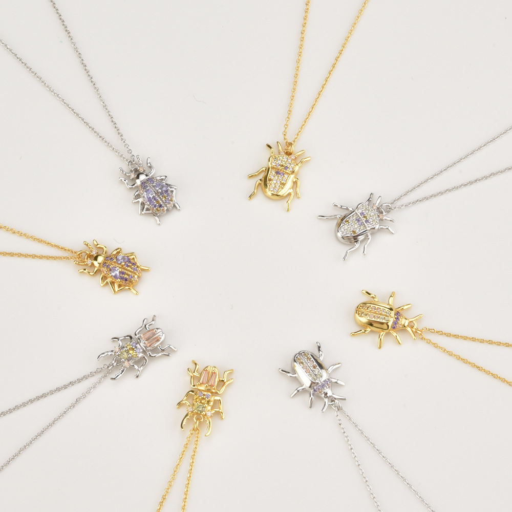Electroplating Gold Plating Process 18K Real Gold Plated, Platinum Plated Plating Material 925 Sterling Silver Insect Pendant Necklace