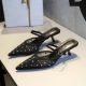 5131-1 French mesh lace pointed fine heel toe water diamond slippers with hollow out sexy straight strap half drag