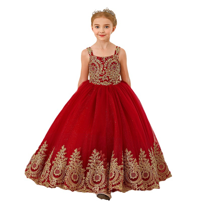 Nuevo europeo y americano transfronterizo niños vestido de novia niñas magnífico rendimiento piano cumpleaños campus princesa vestido mullido