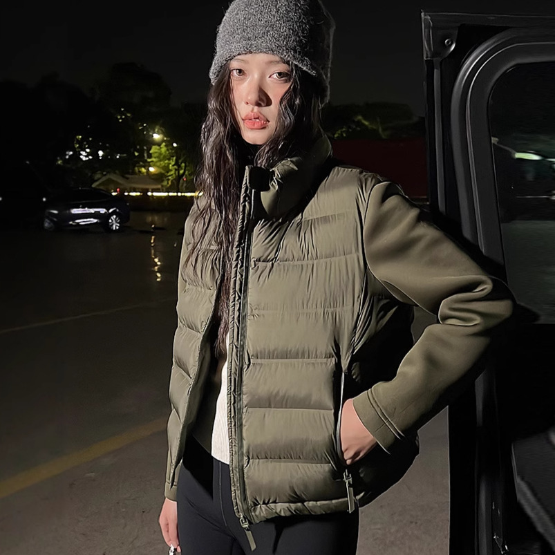 Comercio exterior ligero y delgado plumón de algodón mujer 2025 nuevo estilo de collar vertical moda de otoño y invierno simple chaqueta de algodón coreano abrigo