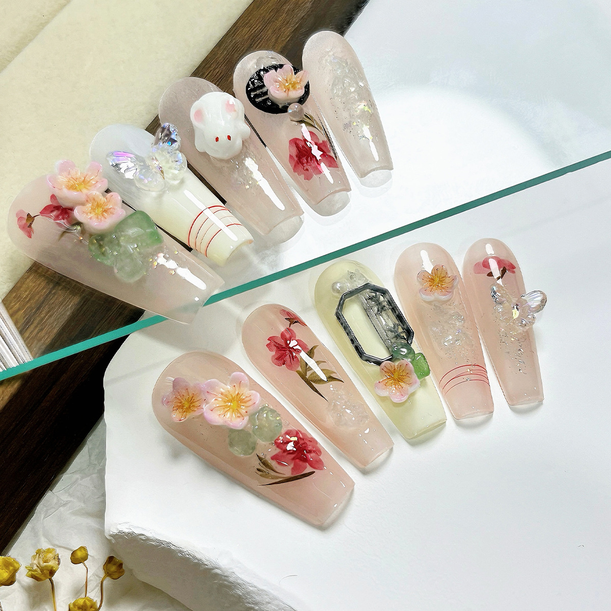 Manicure nuevo cristal ojo de gato usar uñas de alta calidad manuales manicure piezas de 10 piezas empaquetadas decodificación usar uñas al por mayor