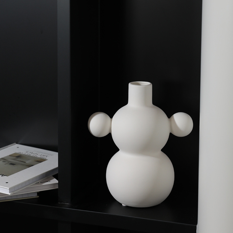 Nordic ins estilo jarrón de cerámica blanca moderna minimalista artística sala de estar decoración flor seca arreglo floral decoración suave