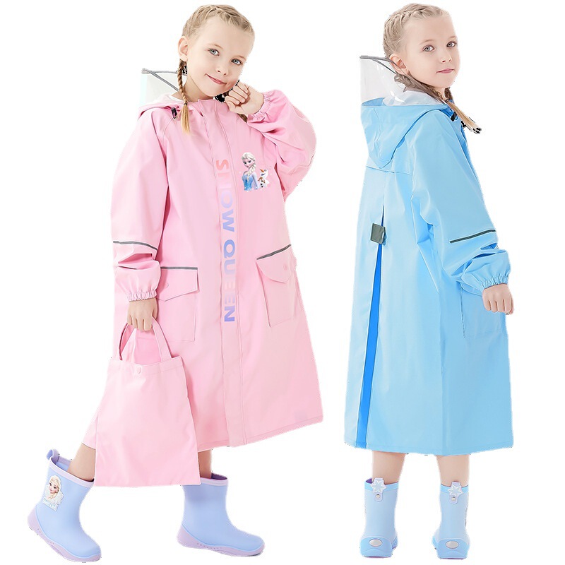 Disney children's raincoat Girls Primary School students thickened long full body waterproof kindergarten Aisha schoolbag position poncho