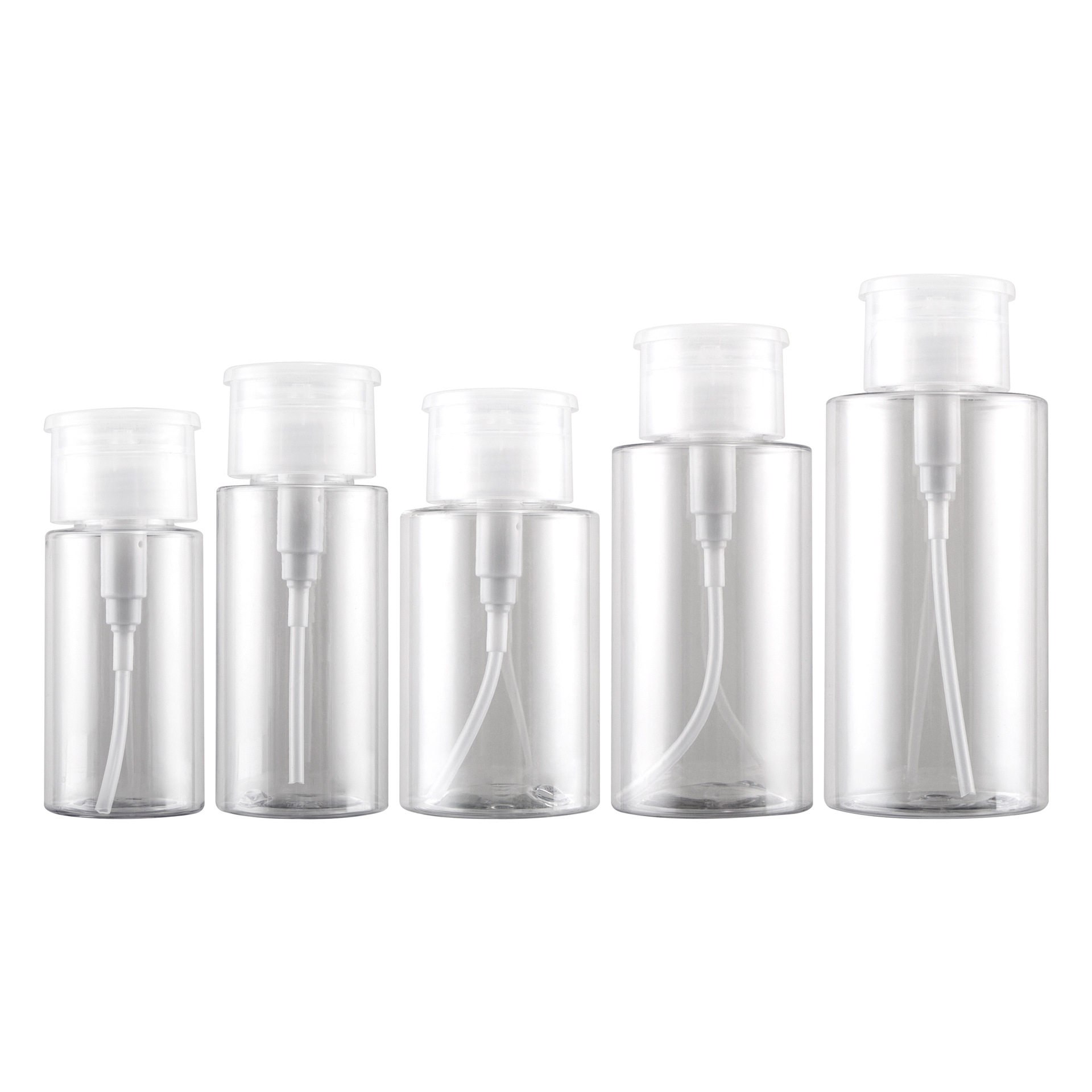 En stock 100/120/150/200/300ml botella de removedor de maquillaje de prensa maquillaje sub-botella vacía de plástico para mascotas