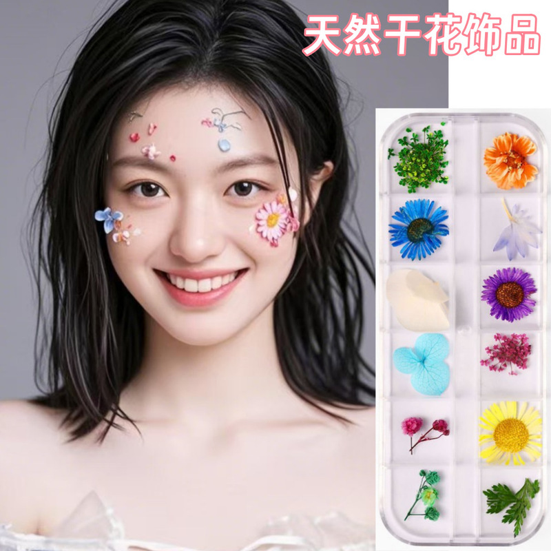 New Japanese Nail Dried Flower 12 Color Gestapa Sunflower Natural Flower Red Book Face Makeup Eye Makeup DIY Material