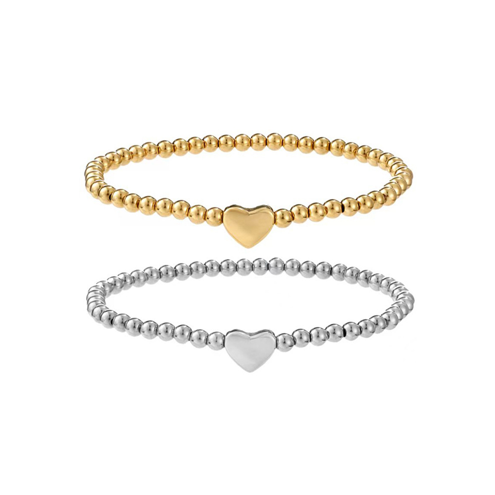 AMZ simple y versátil joyería de lujo ligera al por mayor estilo de pareja pulsera de cuentas redondas de acero de titanio chapado en oro real de 18k pulsera de amor image 6