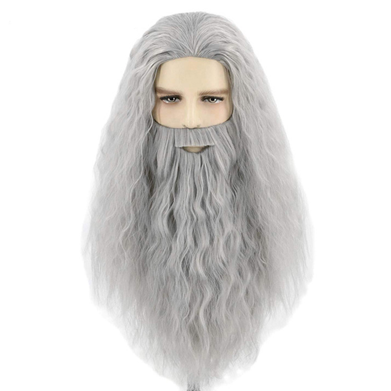 Lord of the Rings Hobbit Gandalf Wizard Wig Beard suit Wig cosplay Wig Headgear Cross Border