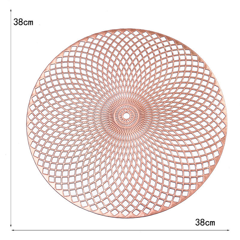 Transfronterizo redonda de malla de pvc cojín taza de aluminio de oro antideslizante aislamiento térmico cojín de mesa impermeable conjunto de suministros de mesa