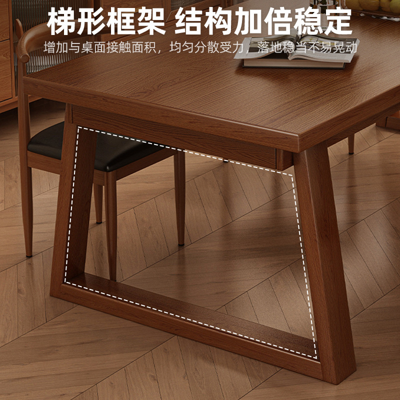 Mesa de comedor de troncos nórdicos, apartamento pequeño, casa, rectángulo simple, patas de madera maciza, mesa de comedor, combinación de mesa y silla largas en la sala de estar